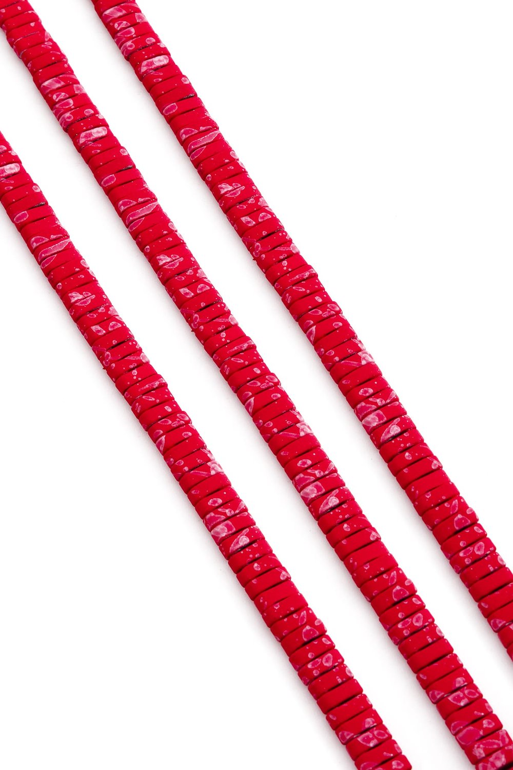 Hematite Natural Stone Matte Mottled Red Double Hole 6x2mm String Of Beads