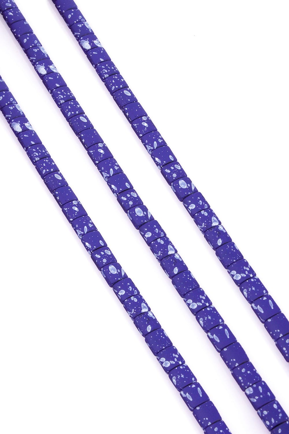 Hematite Natural Stone Matte Mottled Dark Blue Square Cut 7x7mm String Of Beads