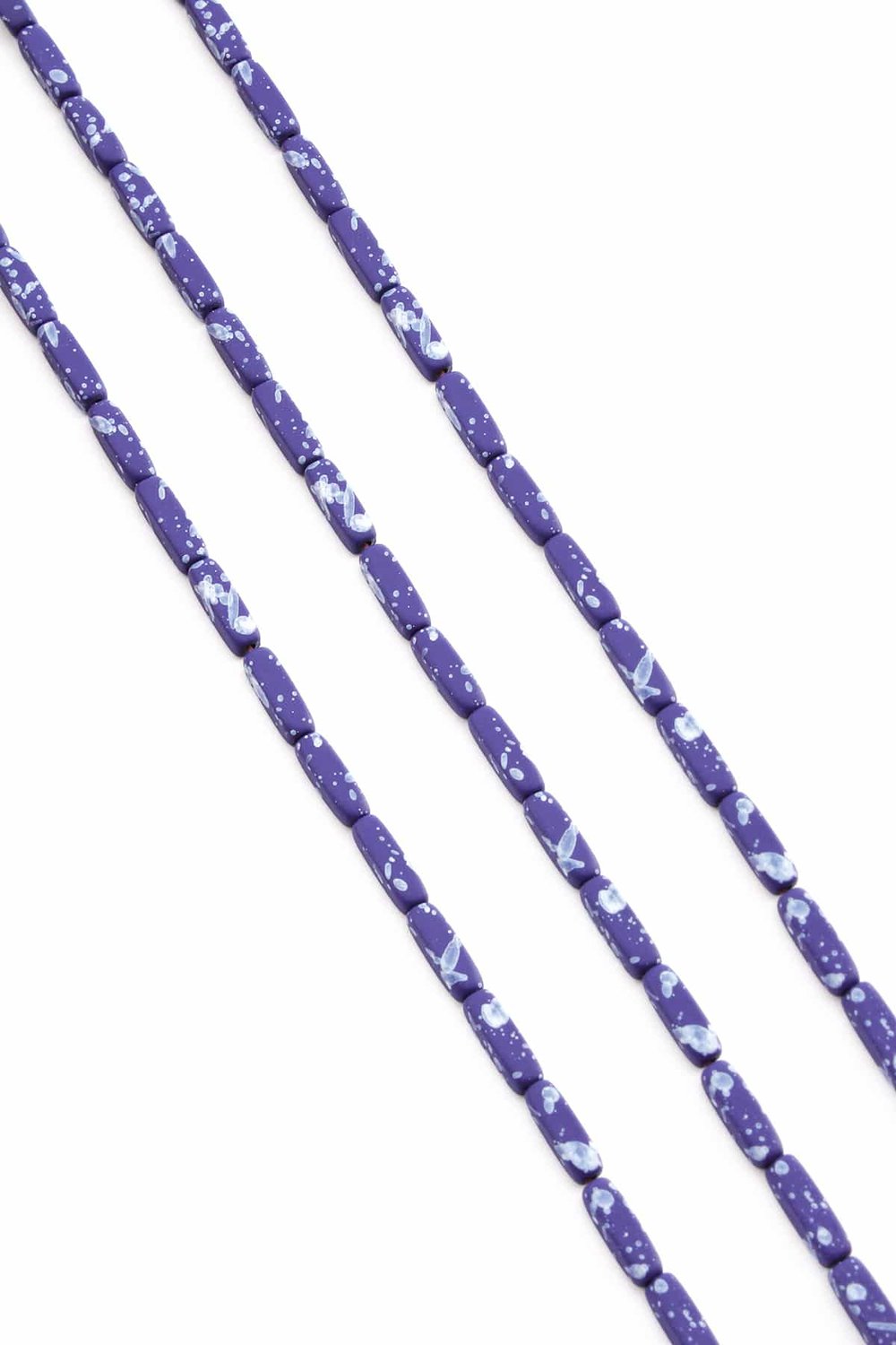 Hematite Natural Stone Matte Mottled Dark Blue Rectangular Cut 3x9mm String Of Beads