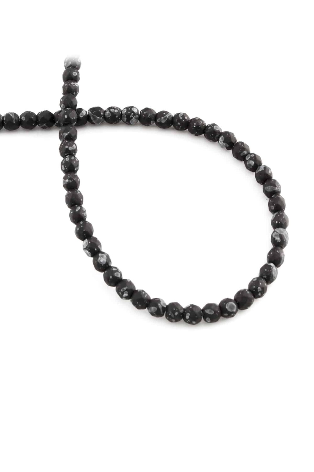 Hematite Natural Stone Matte Mottled Black 4mm String Of Beads