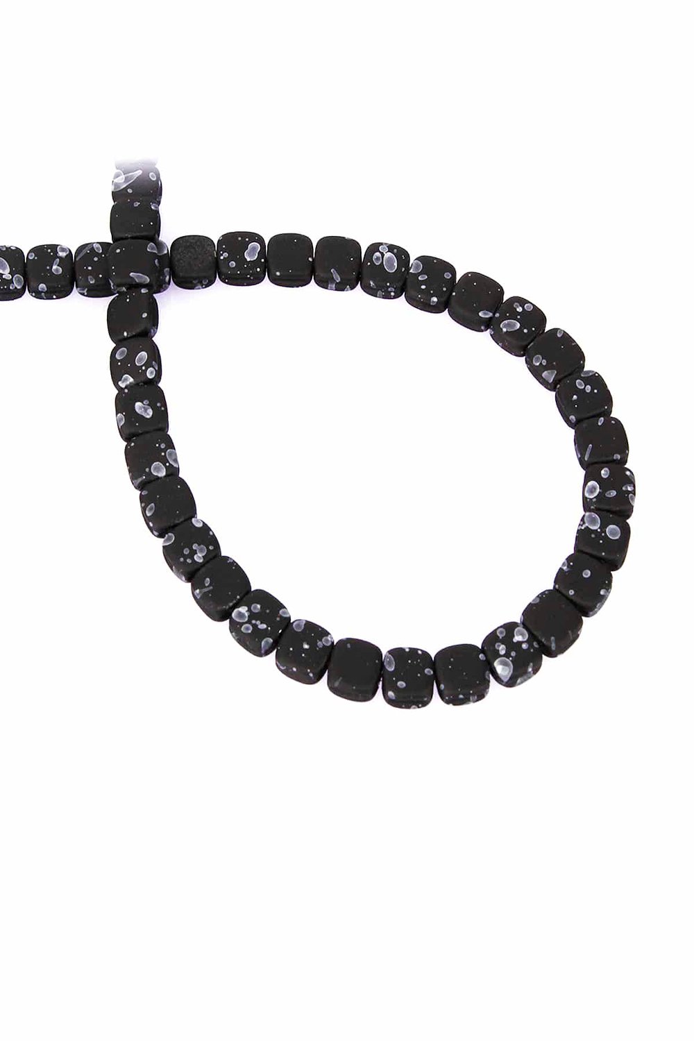 Hematite Natural Stone Matte Mottled Black Square Cut 6x6mm String Of Beads