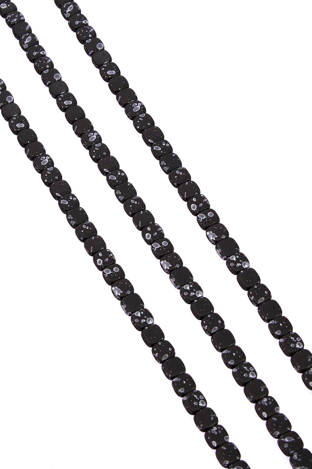 Hematite Natural Stone Matte Mottled Black Square Cut 6x6mm String Of Beads