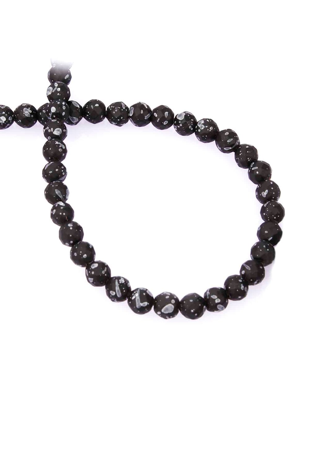 Hematite Natural Stone Matte Mottled Black Globe Facet Cut 6mm String Of Beads