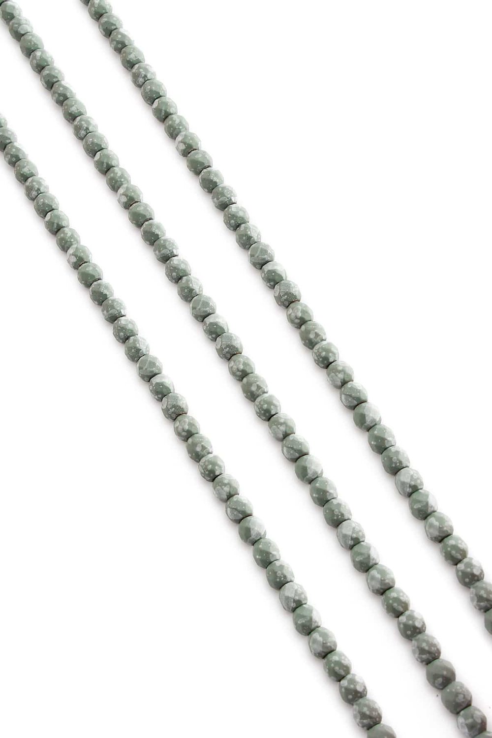 Hematite Stone Faceted Round Green 4mm Bead Strand