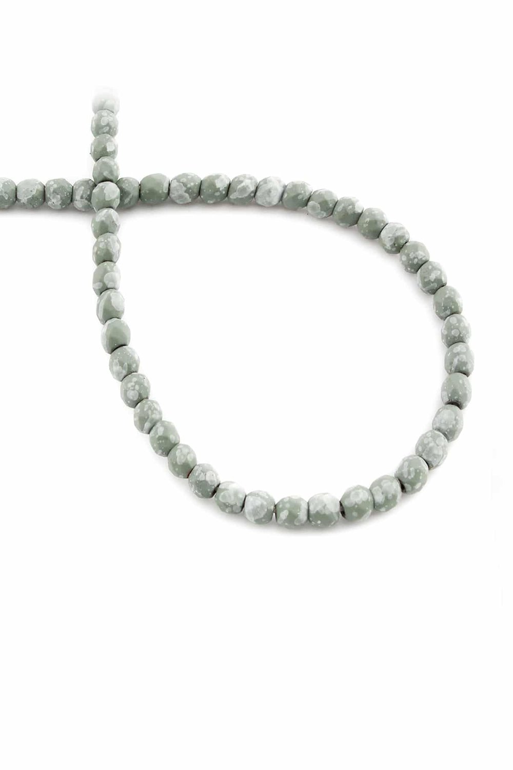 Hematite Stone Faceted Round Green 4mm Bead Strand