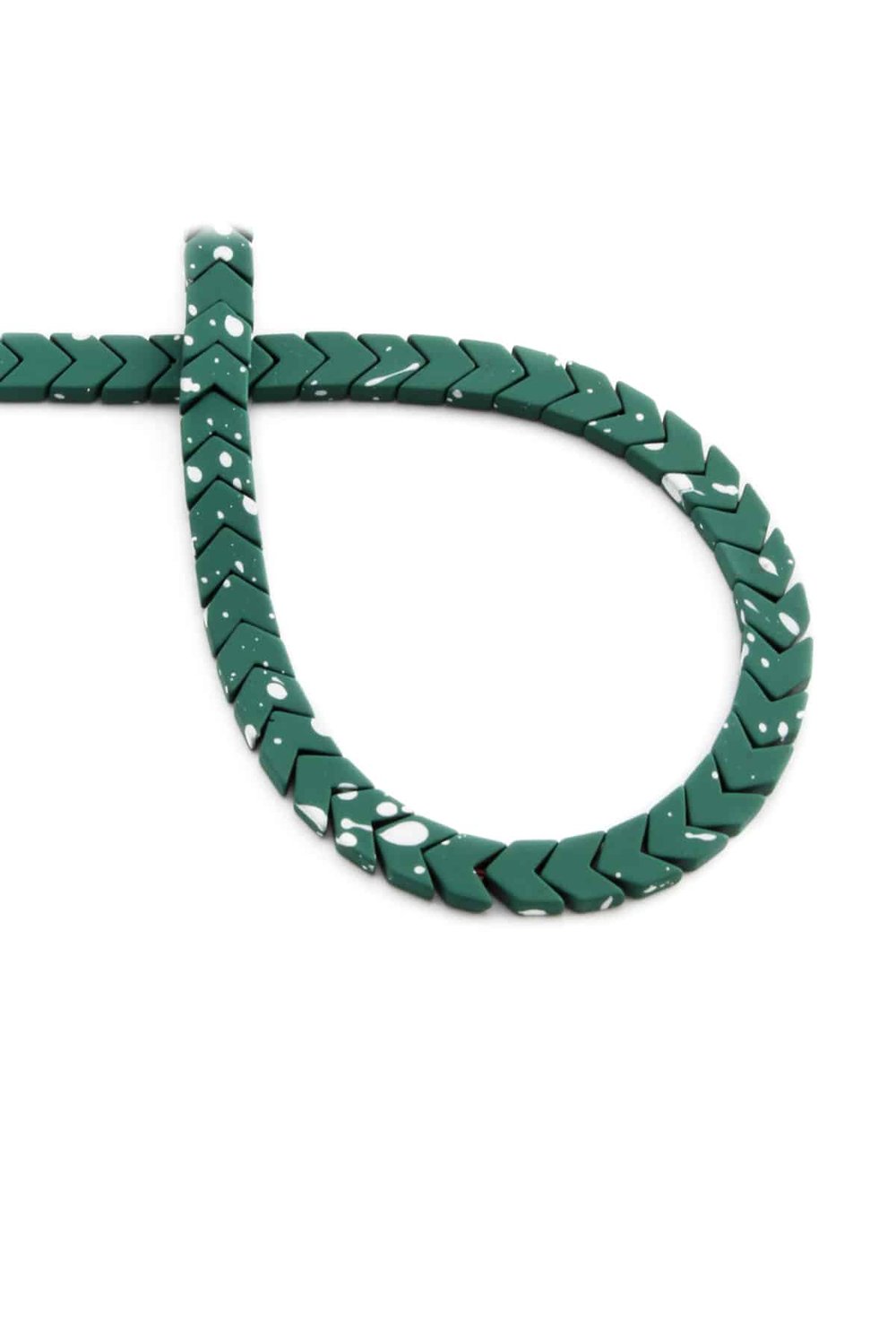 Hematite Natural Stone Matte Mottled Green Sergeant Cut 6x3mm String Of Beads