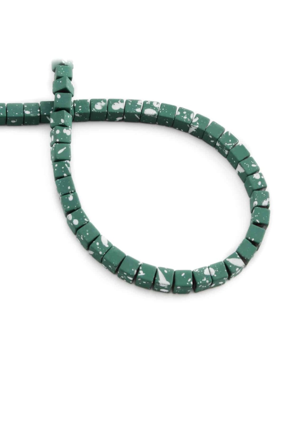 Hematite Natural Stone Matte Mottled Green Cube Cut 4x4mm String Of Beads