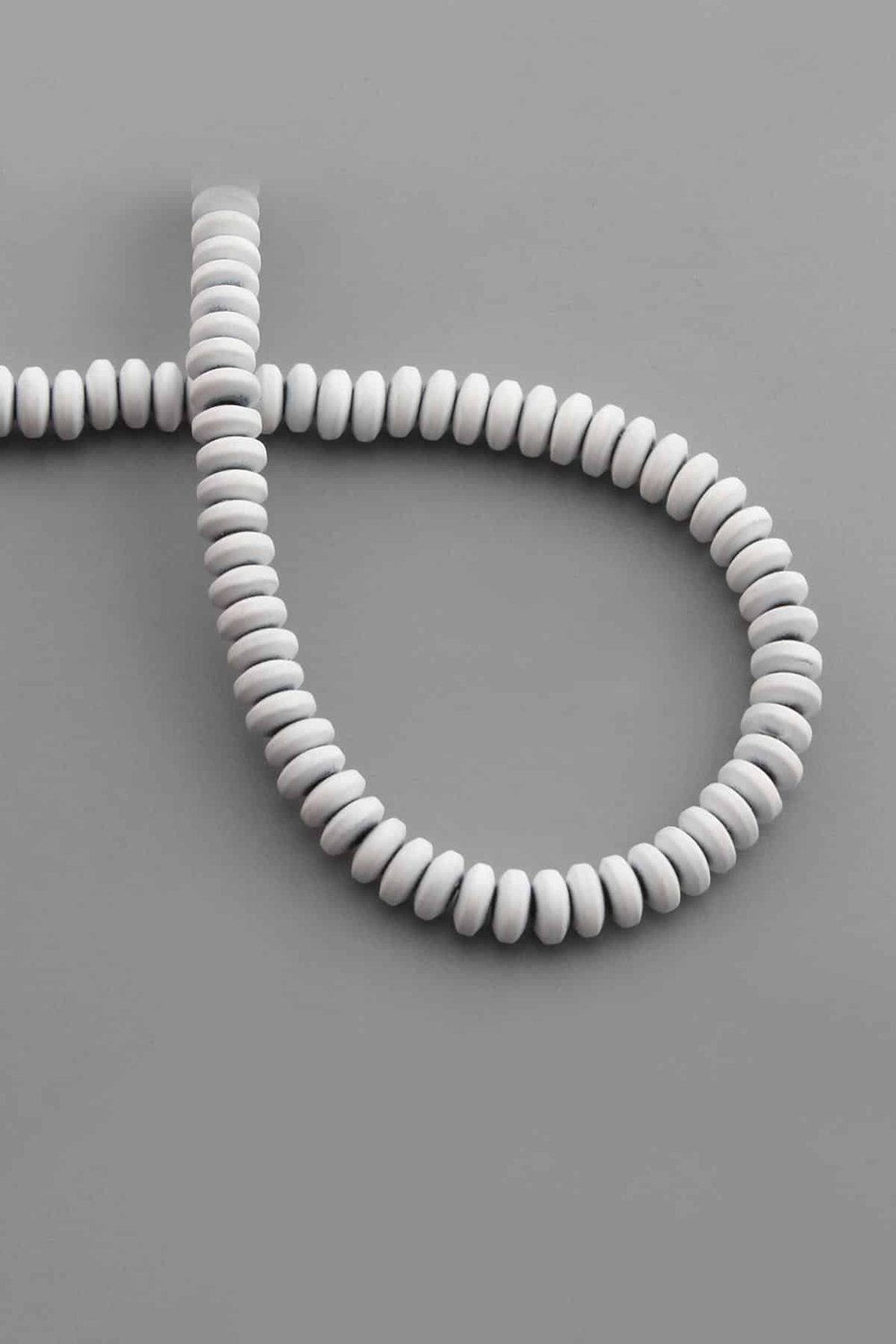 Hematite Natural Stone Matte White Washer Cut 6x2mm String Of Beads