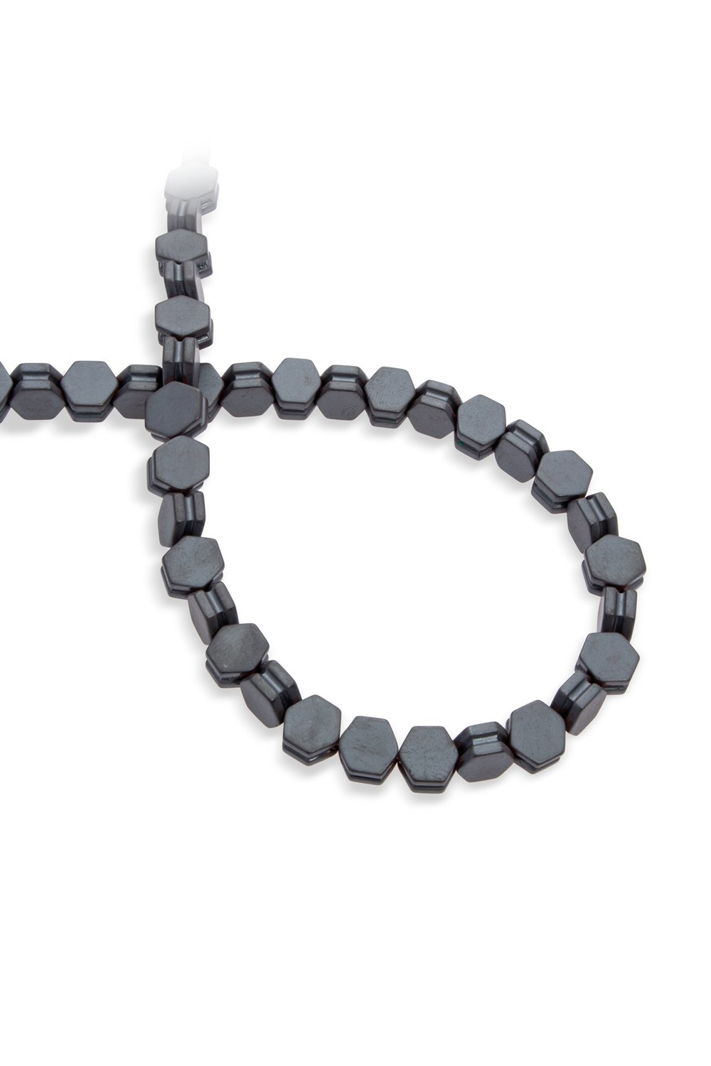 Hematit Doğal Taş Mat Füme Altıgen Kesim 8x5mm Dizi