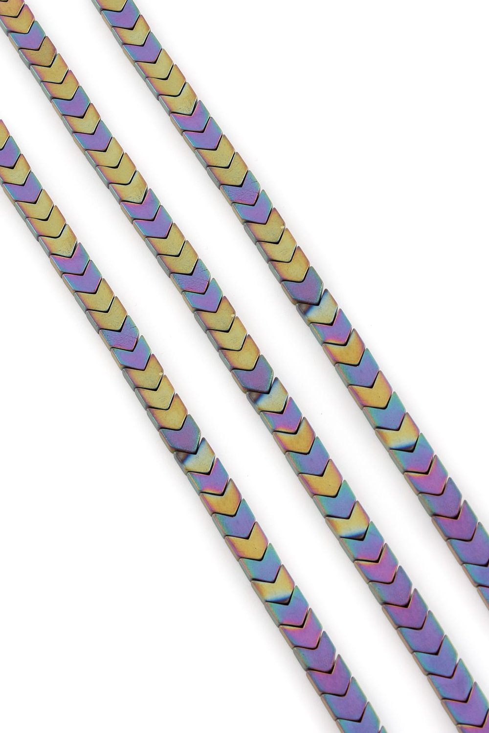 Hematite Natural Stone Matte Rainbow 6x3mm String Of Beads