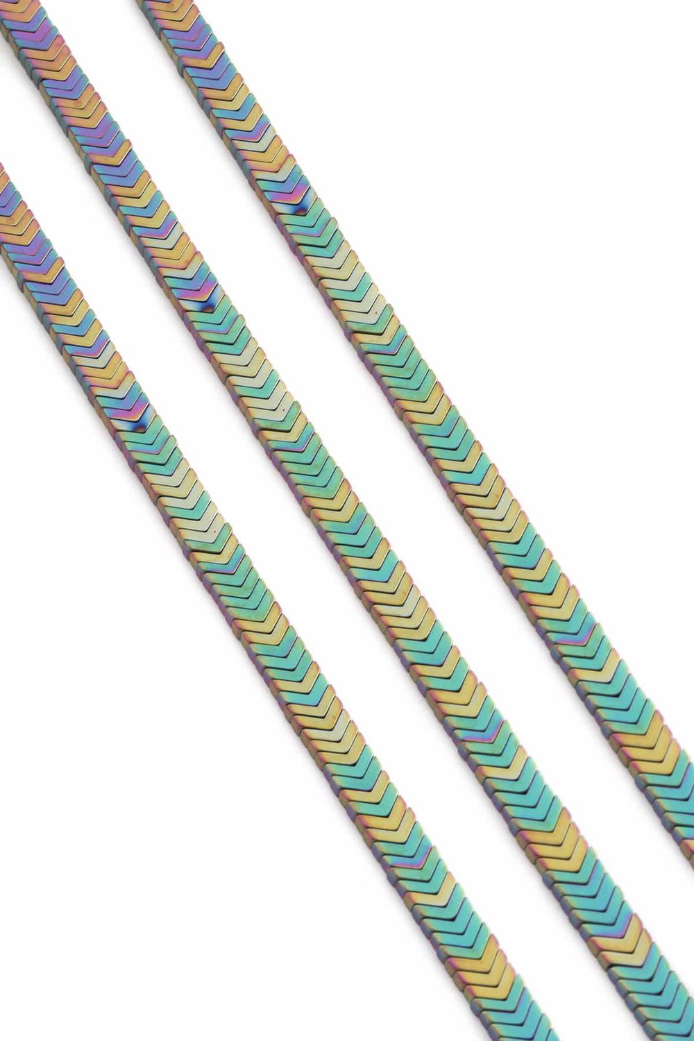 Hematite Natural Stone Matte Rainbow Sergeant Cut 7x1mm String Of Beads
