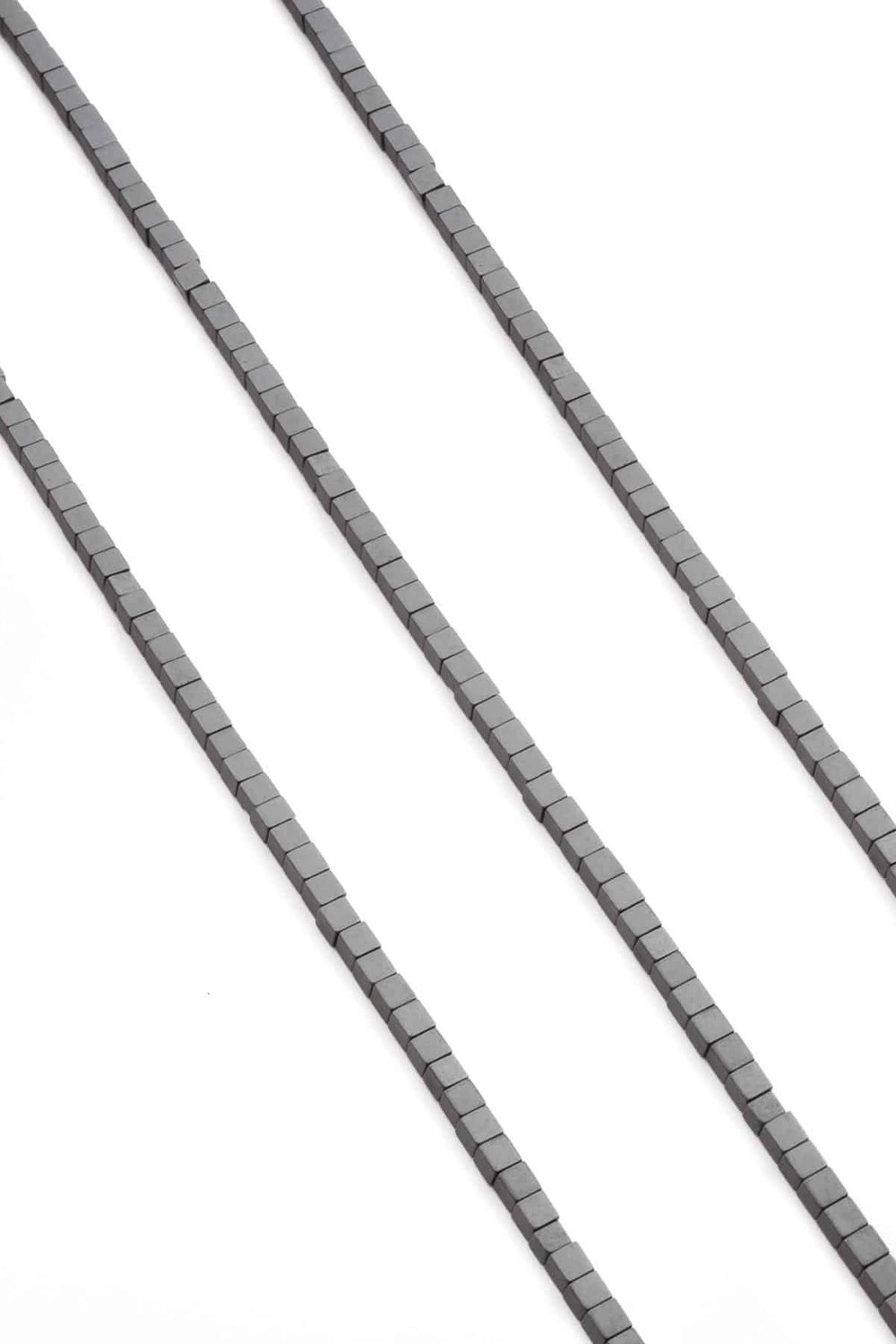 Hematite Natural Stone Matte Grey 3x3mm String Of Beads