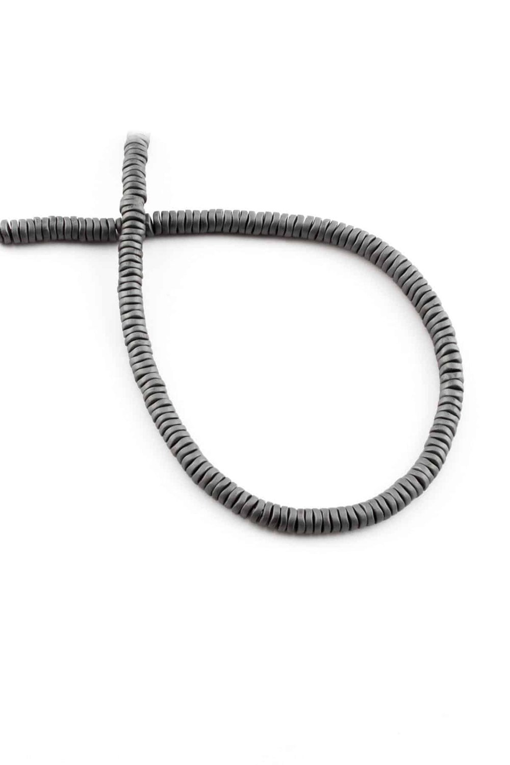 Hematite Natural Stone Matte Grey 4x1mm String Of Beads