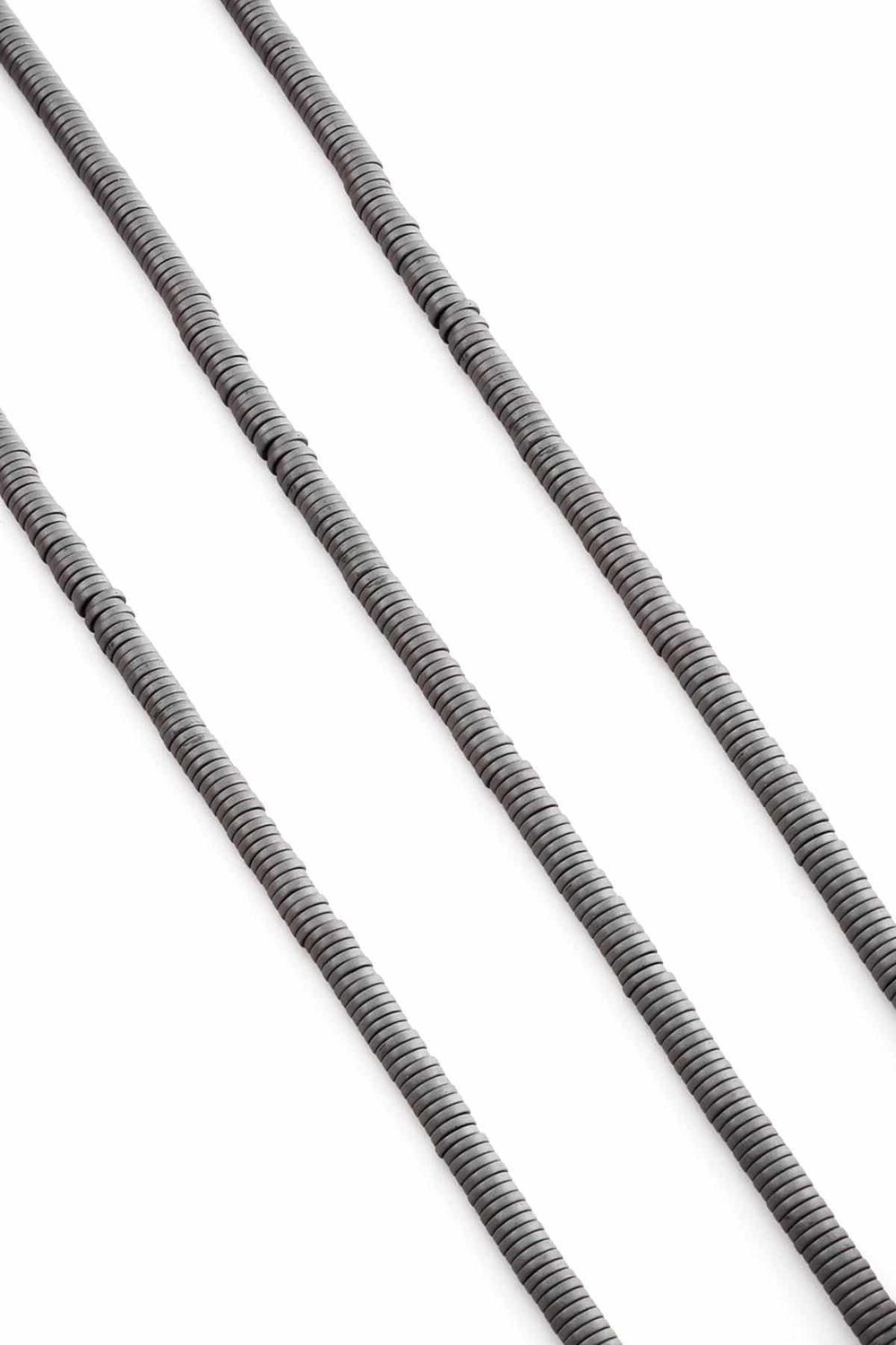 Hematite Natural Stone Matte Grey 4x1mm String Of Beads