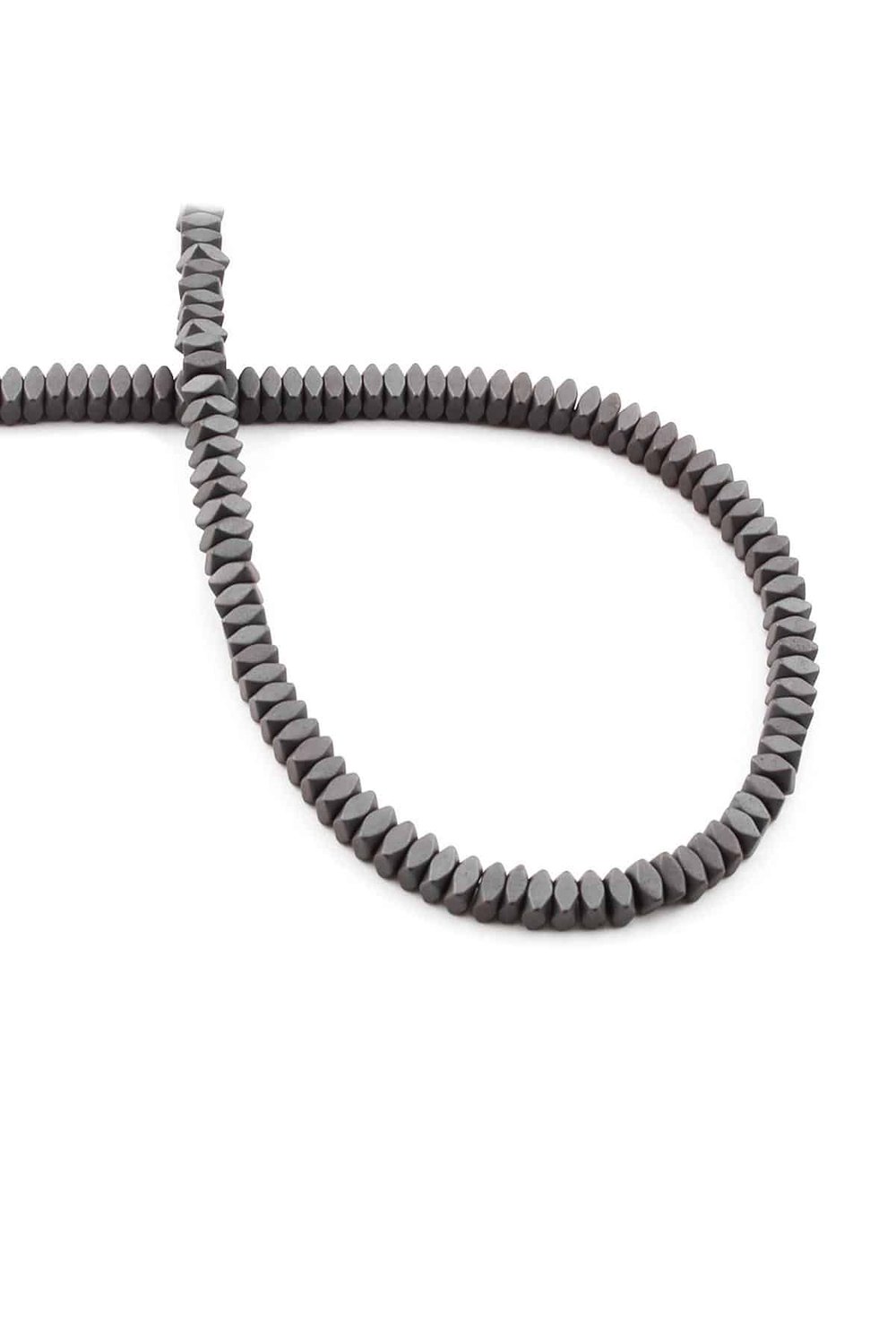 Hematite Natural Stone Matte Grey 4x2mm String Of Beads