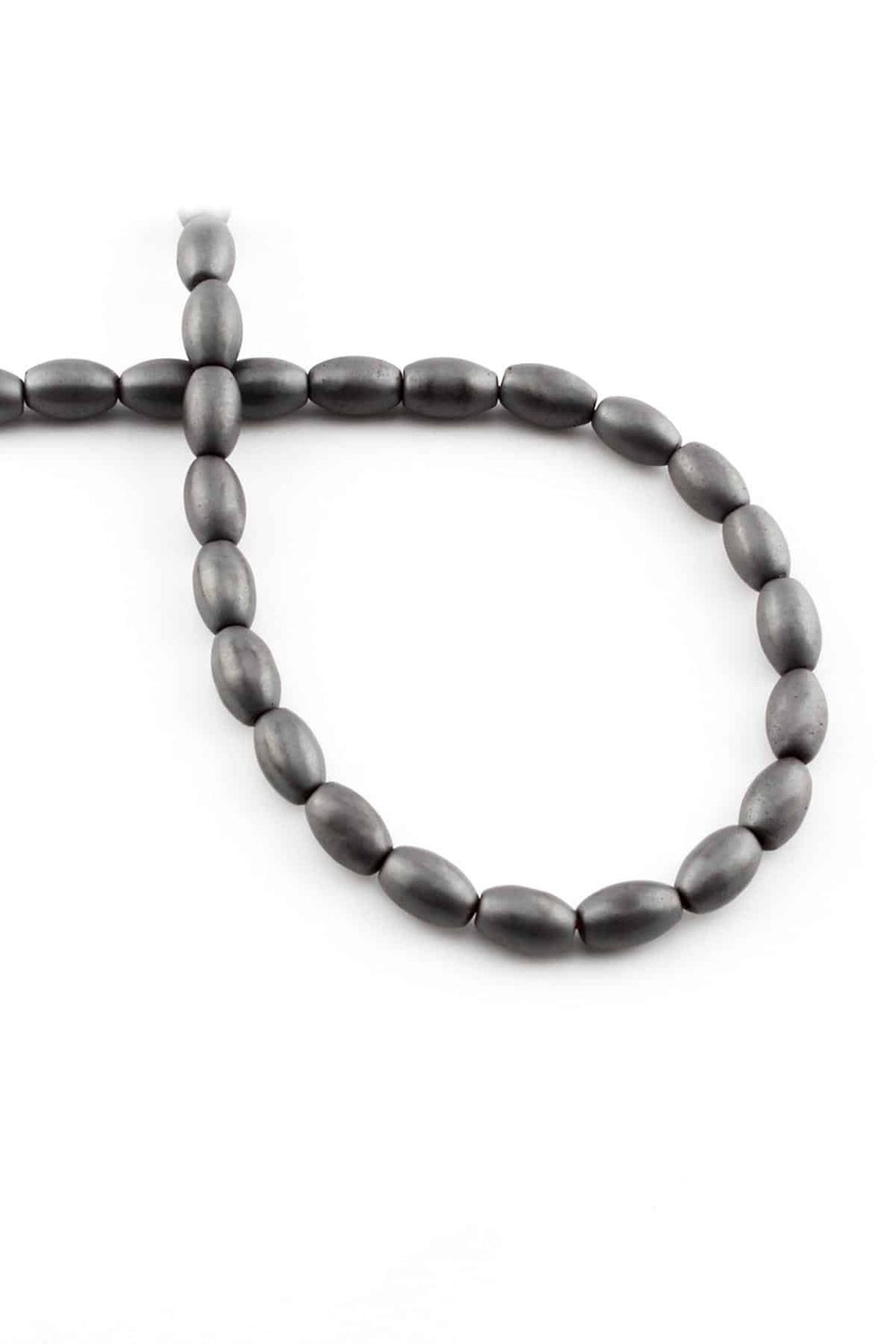 Hematit Taşı Arpa Kesim Mat Gri 5x8mm Doğal Taş Dizi