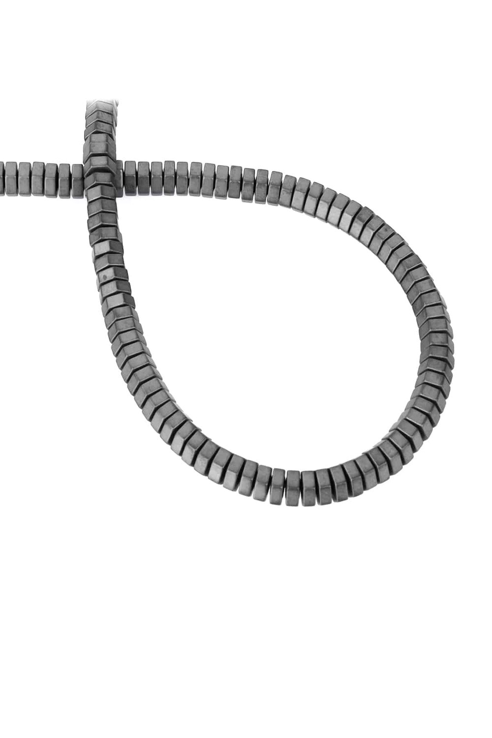 Hematit Taşı Altıgen Rondela Kesim Mat Gri 6x2mm Doğal Taş Dizi