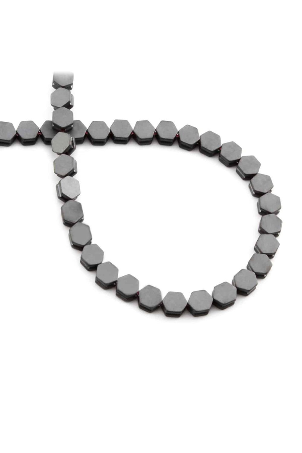 Hematite Natural Stone Matte Grey Hexagon Cut 5x5mm String Of Beads