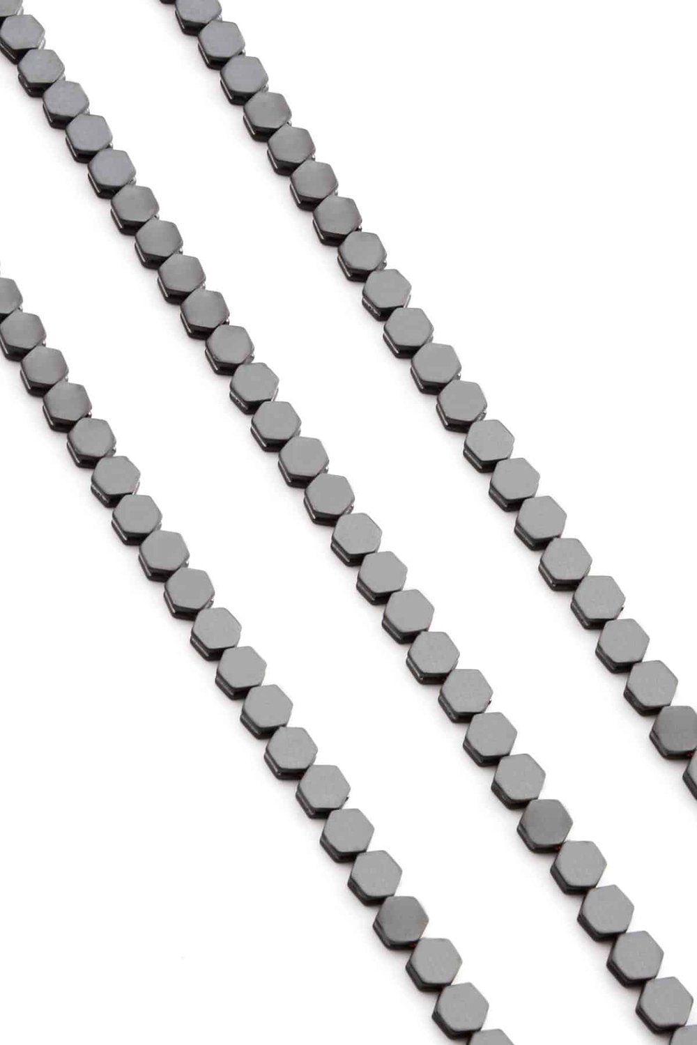 Hematite Natural Stone Matte Grey Hexagon Cut 5x5mm String Of Beads