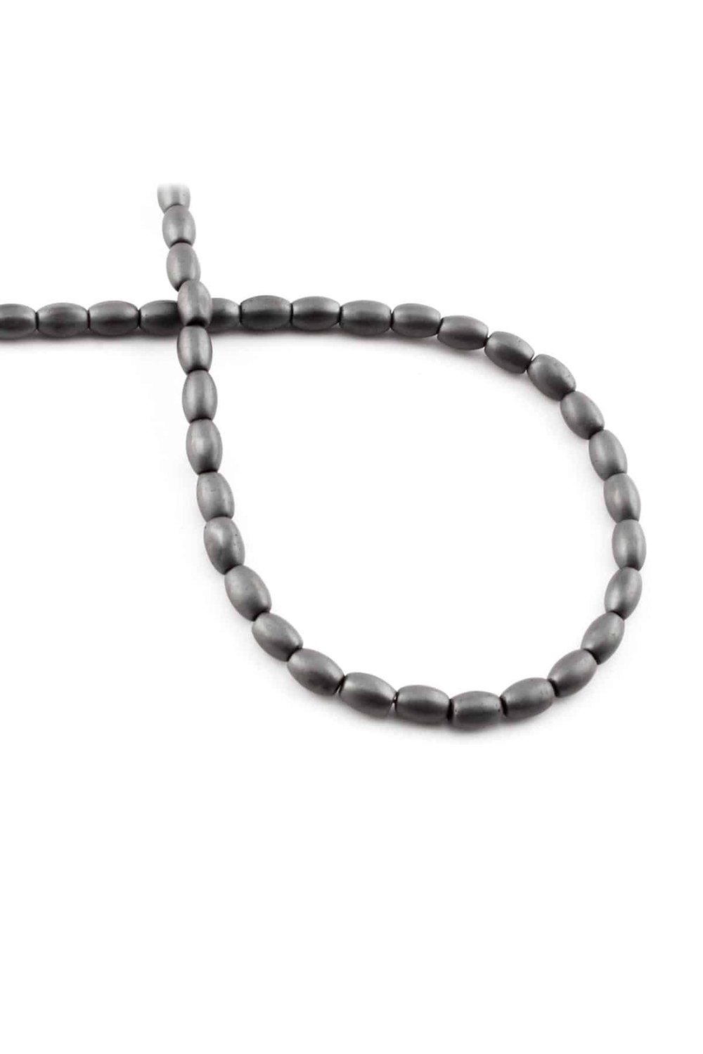 Hematit Taşı Arpa Kesim Mat Gri 4x6mm Doğal Taş Dizi