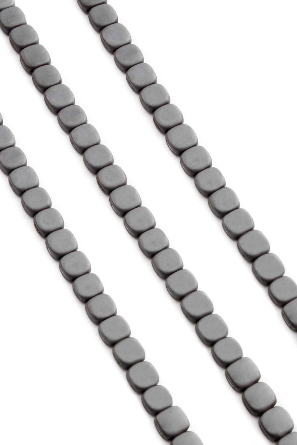 Hematit Taşı Kanallı Yassı Kare Kesim Mat Gri 8x8mm Doğal Taş Dizi