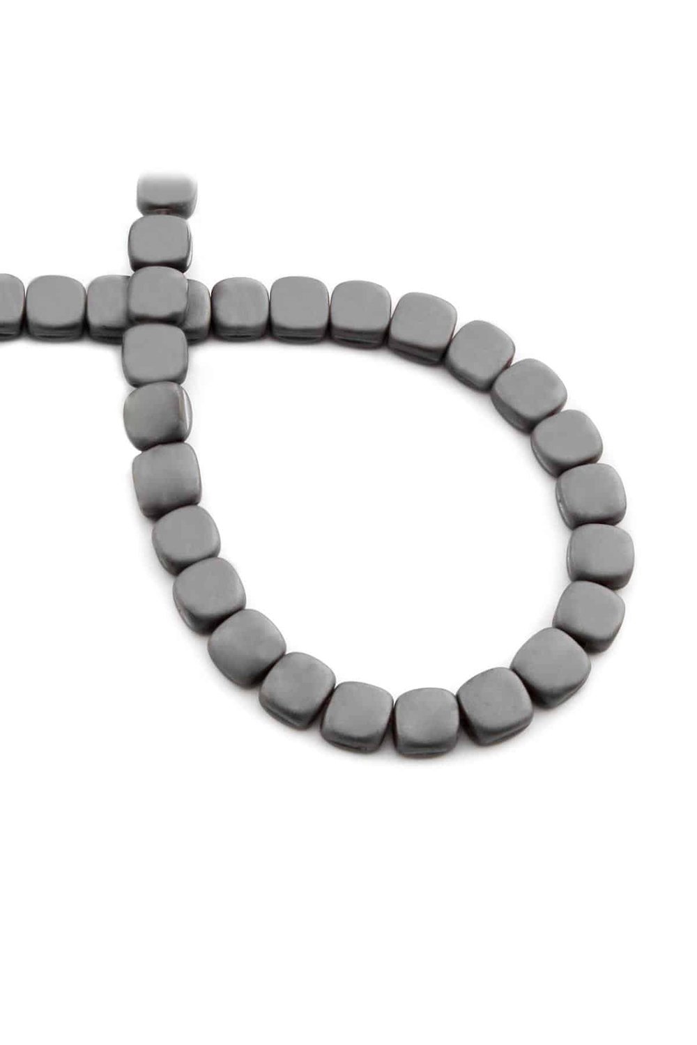 Hematit Taşı Kanallı Yassı Kare Kesim Mat Gri 8x8mm Doğal Taş Dizi