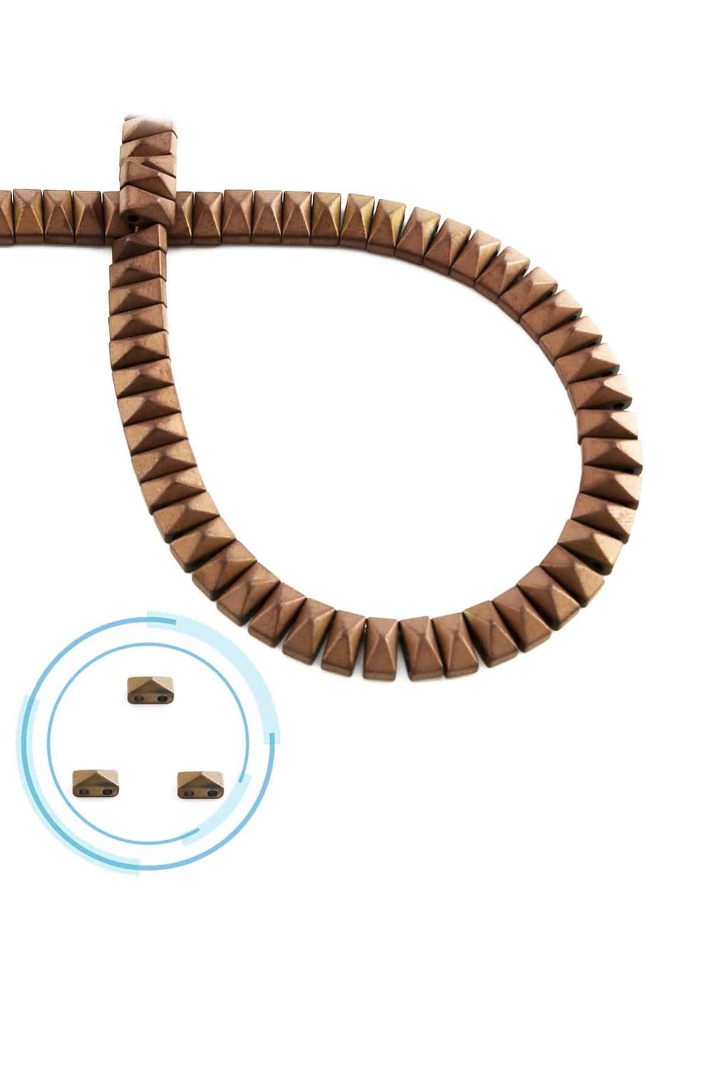 Hematit Taşı Piramit Kesim Mat Kahverengi 6x3mm Doğal Taş Dizi