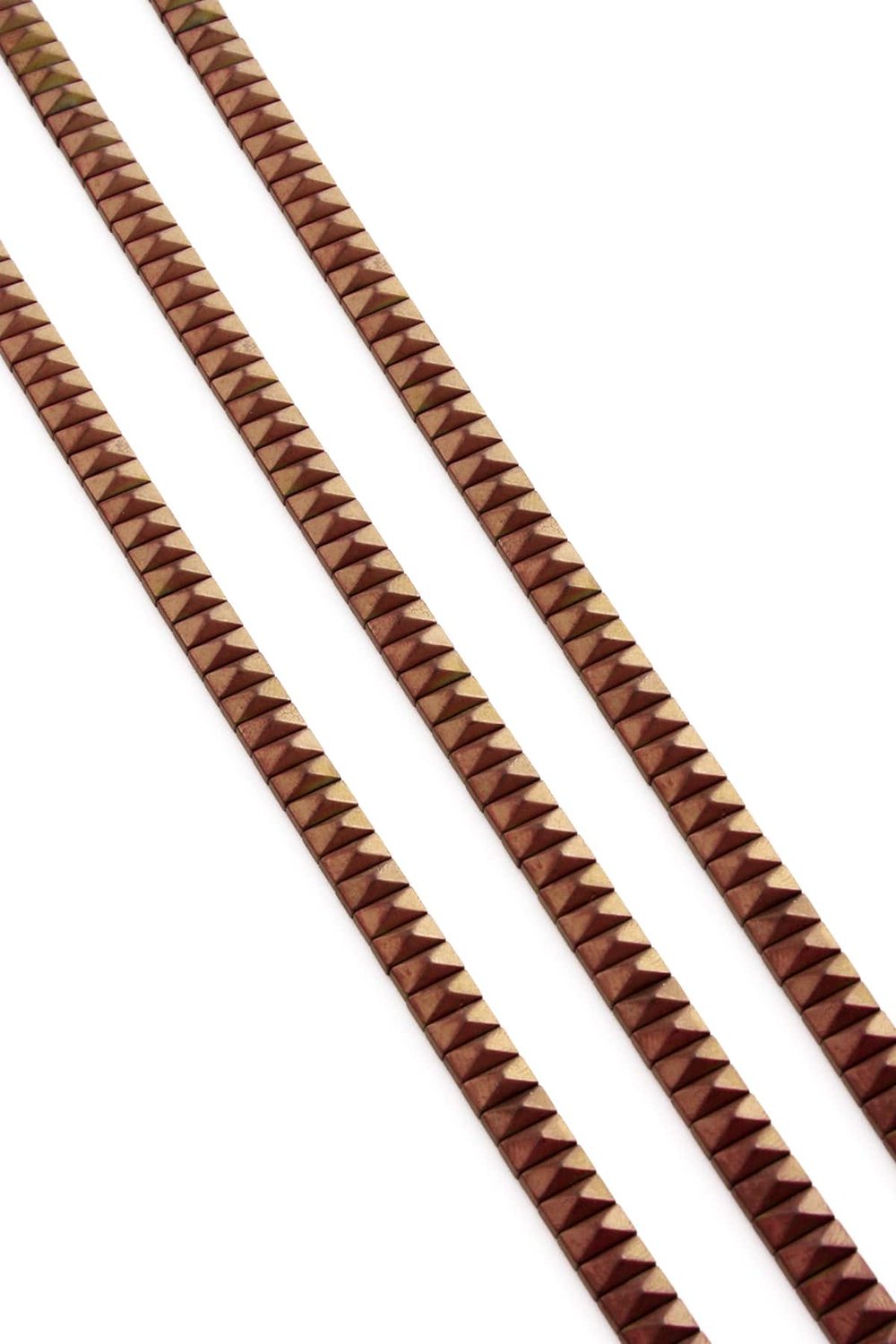 Hematit Taşı Piramit Kesim Mat Kahverengi 6x3mm Doğal Taş Dizi