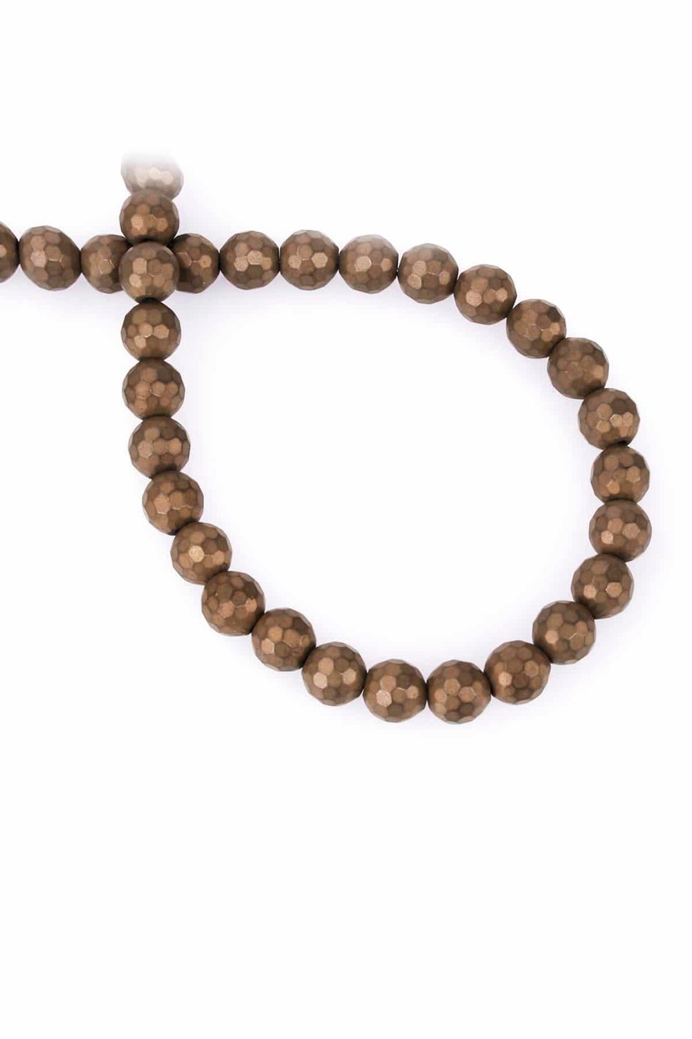 Hematite Natural Stone Matte Brown Globe Facet Cut 8mm String Of Beads