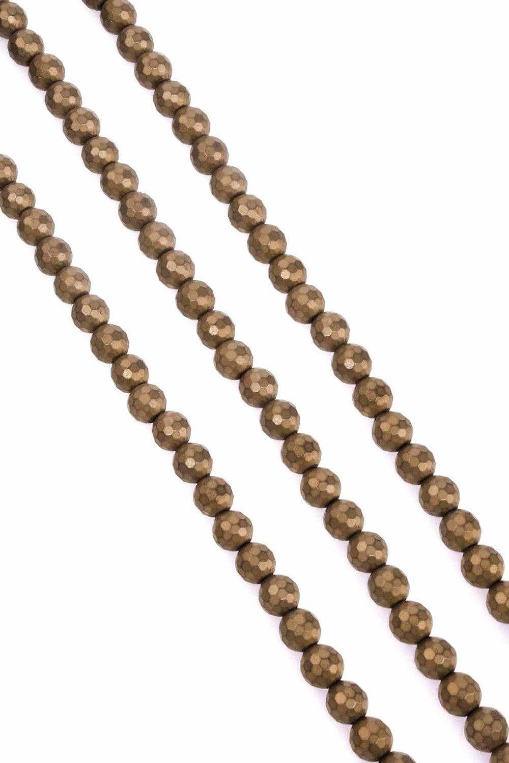 Hematite Natural Stone Matte Brown Globe Facet Cut 8mm String Of Beads