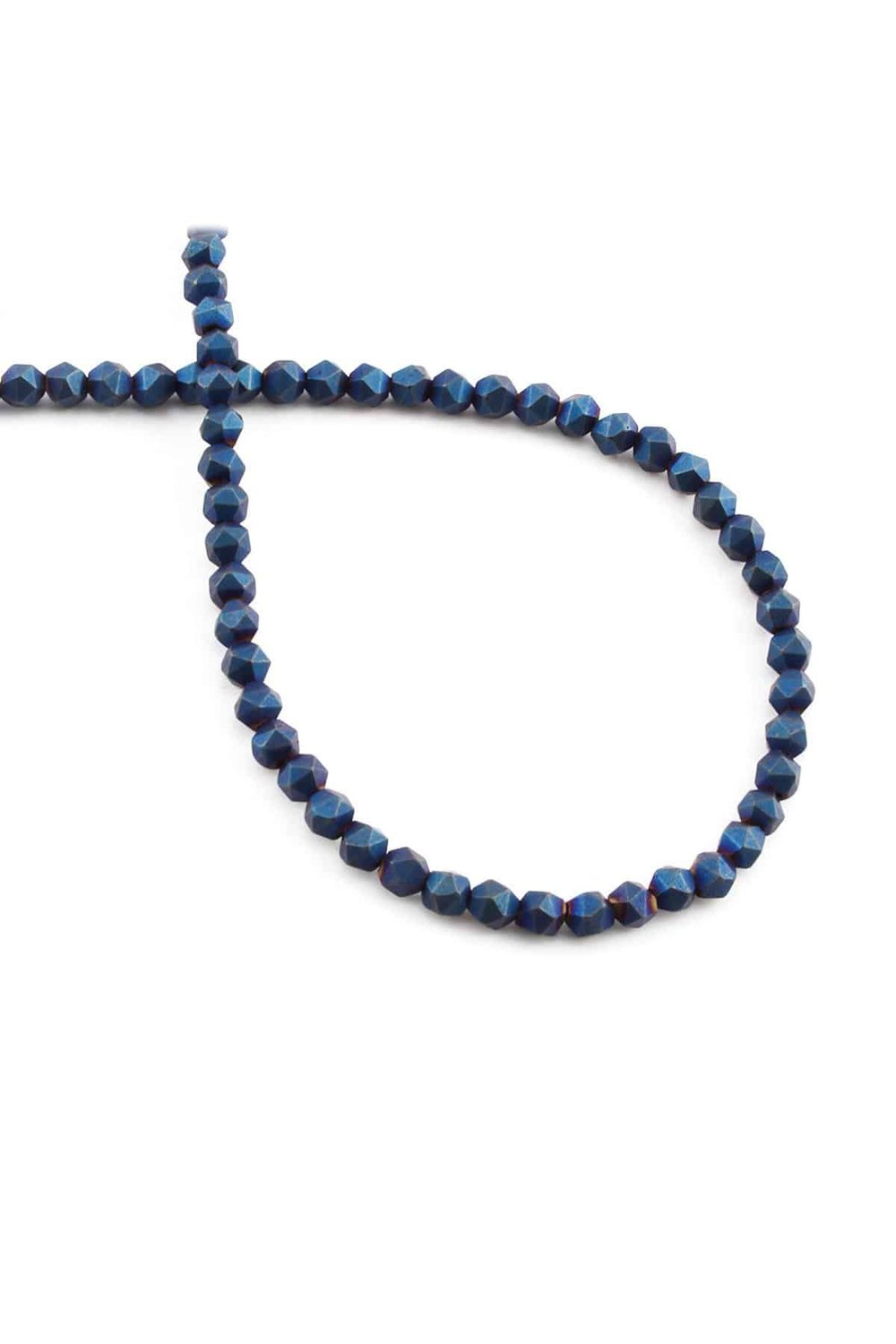 Hematite Natural Stone Matte Blue 4x4mm String Of Beads