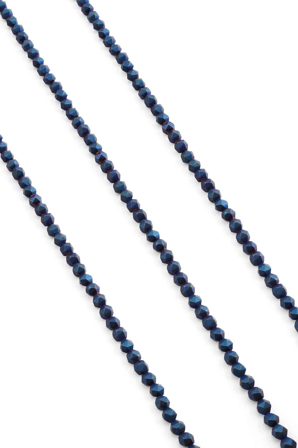 Hematite Natural Stone Matte Blue 4x4mm String Of Beads