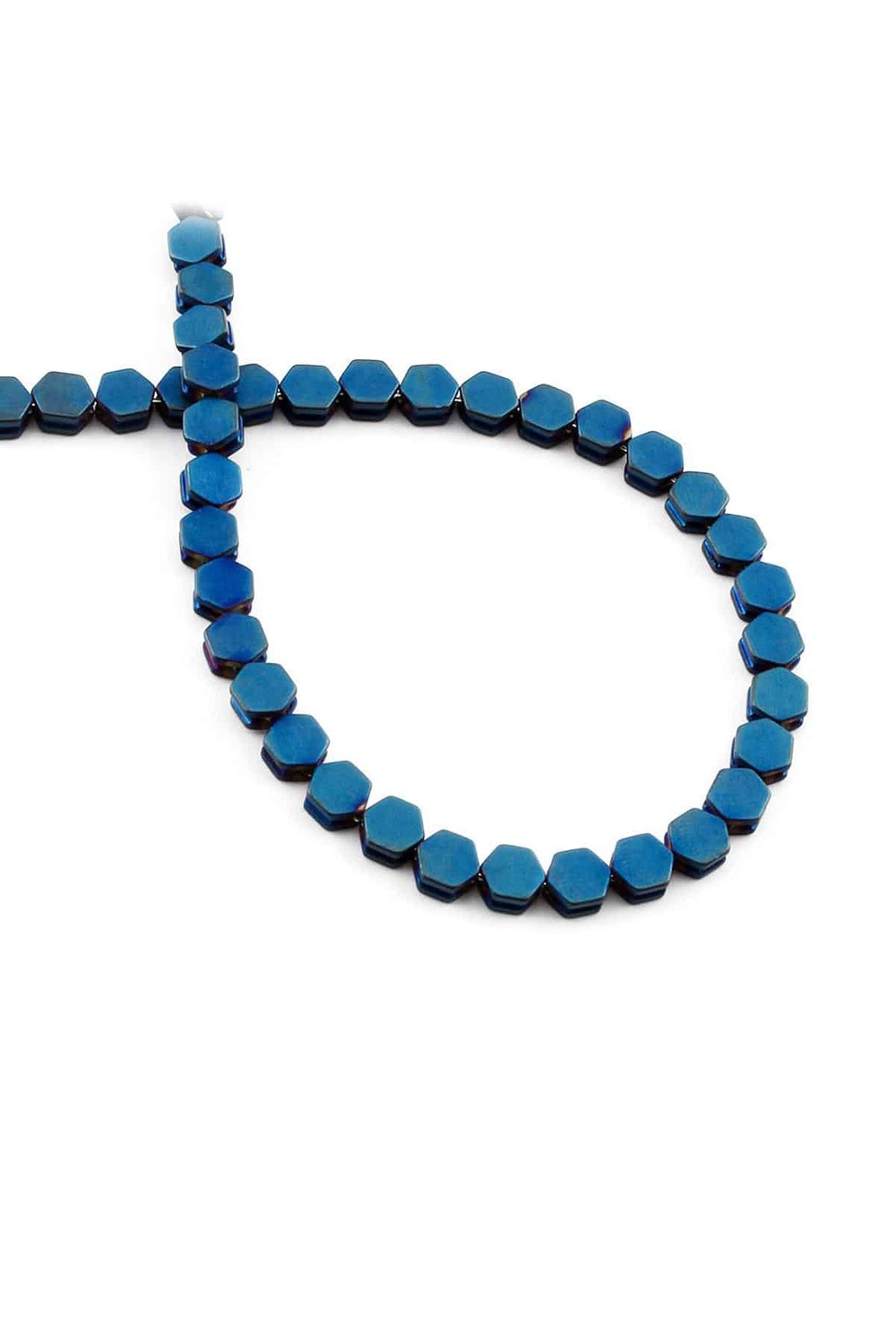 Hematit Taşı Kanallı Yassı Altıgen Kesim Mat Mavi 5x5mm Doğal Taş Dizi
