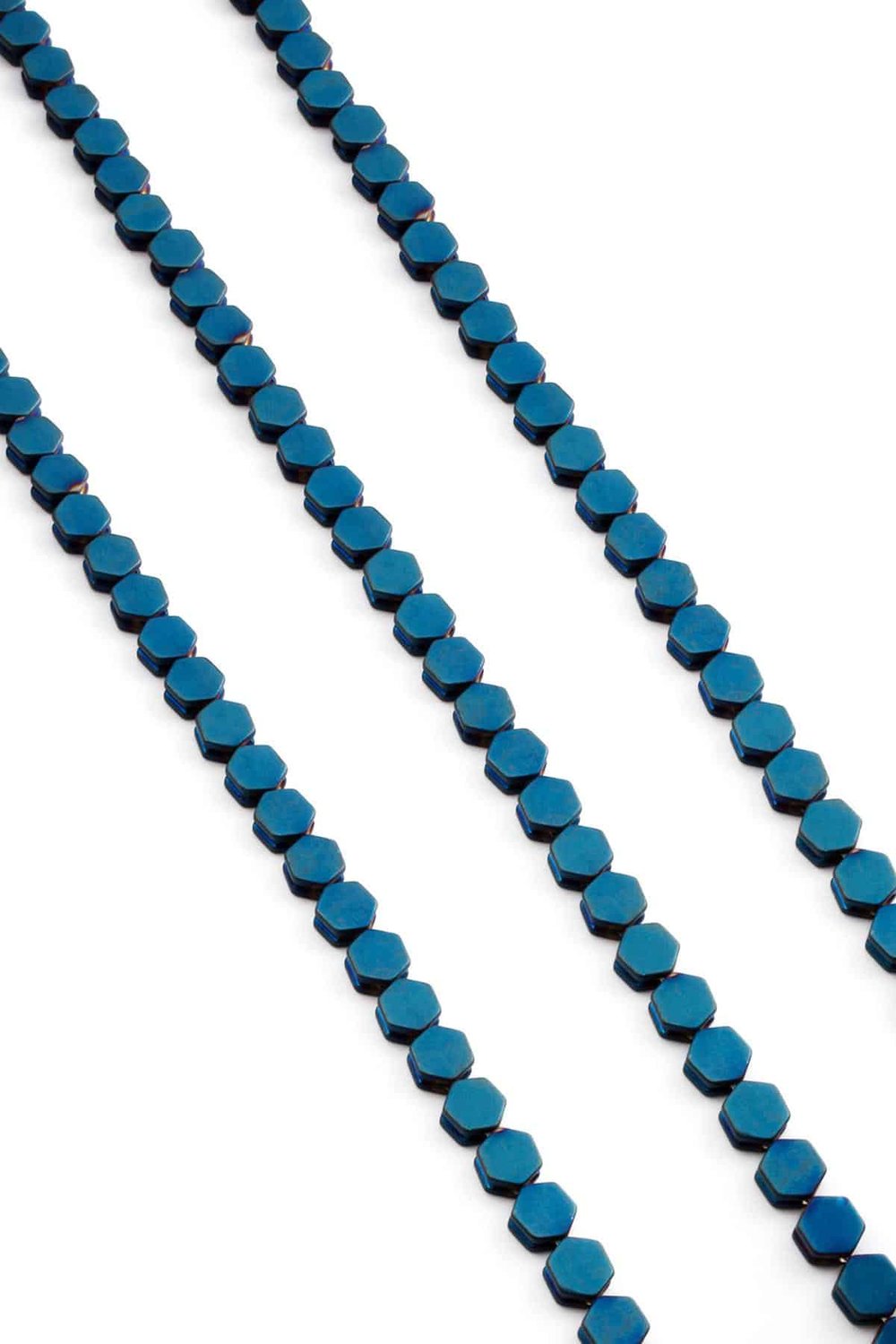 Hematit Taşı Kanallı Yassı Altıgen Kesim Mat Mavi 5x5mm Doğal Taş Dizi