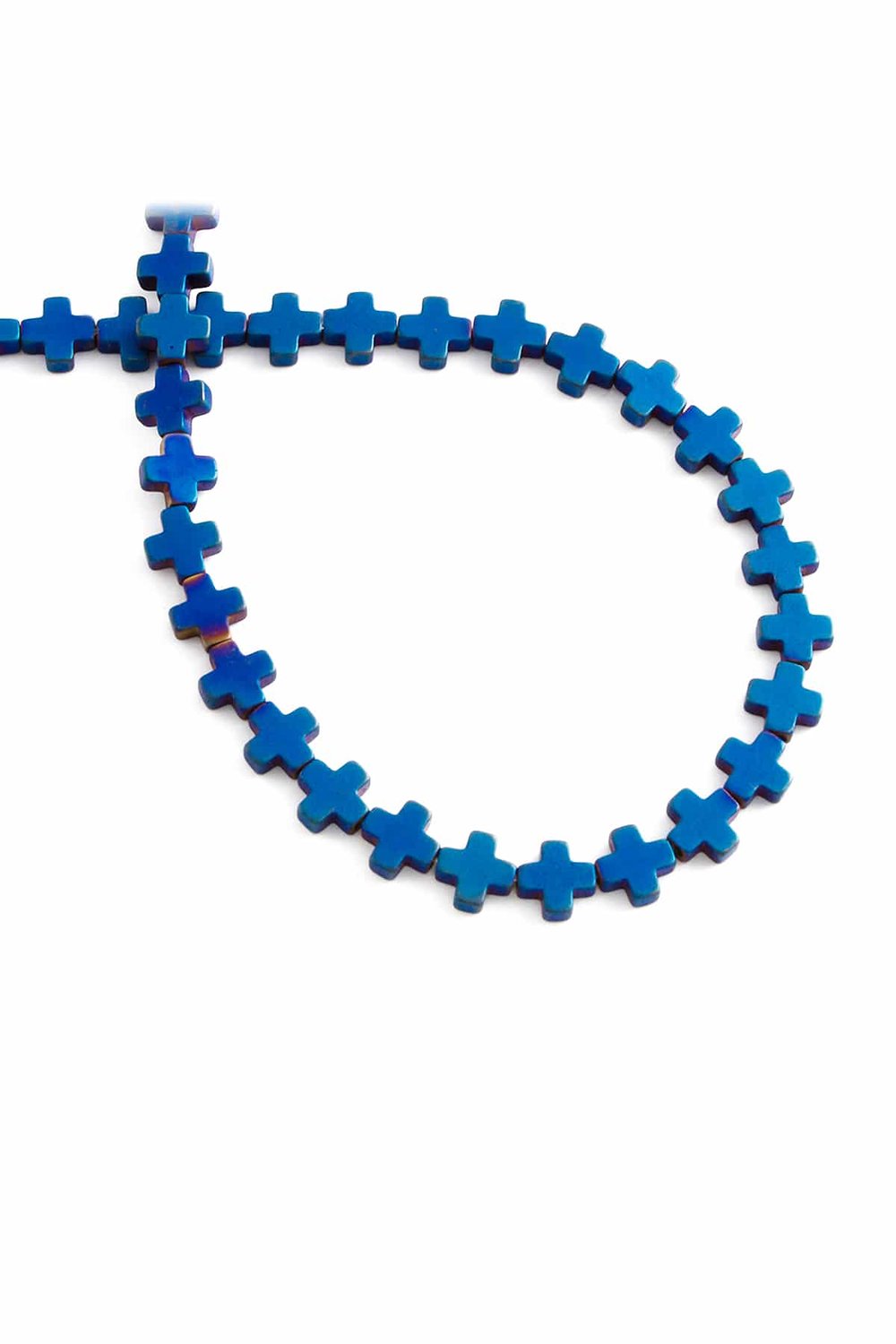 Hematit Taşı Artı Kesim Mat Mavi 6x6mm Doğal Taş Dizi