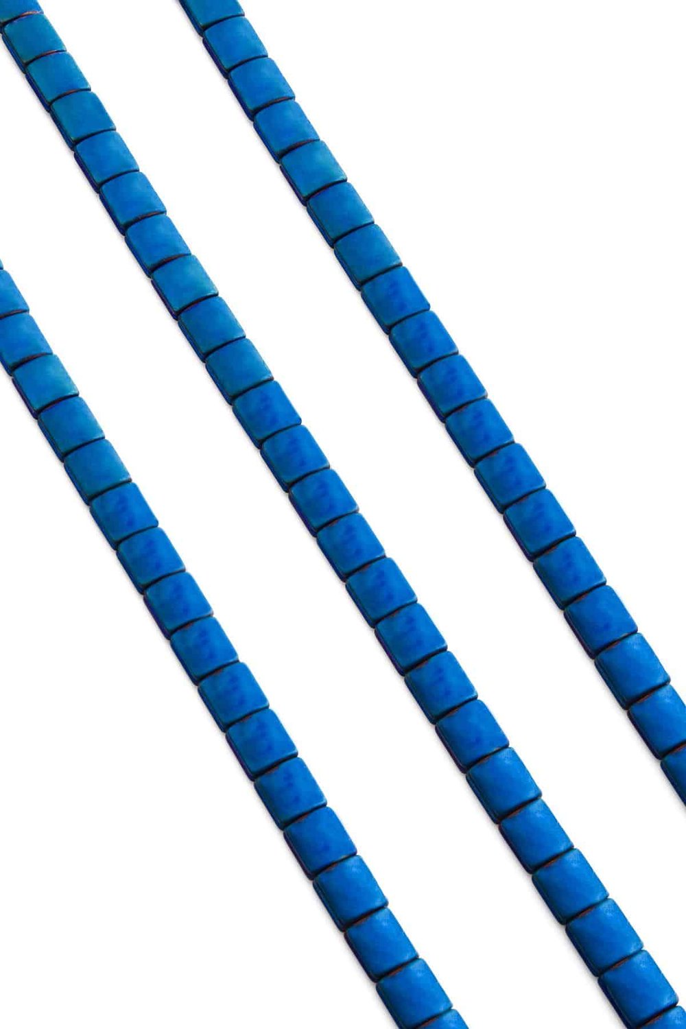Hematite Natural Stone Matte Blue Square Cut 7x7mm String Of Beads
