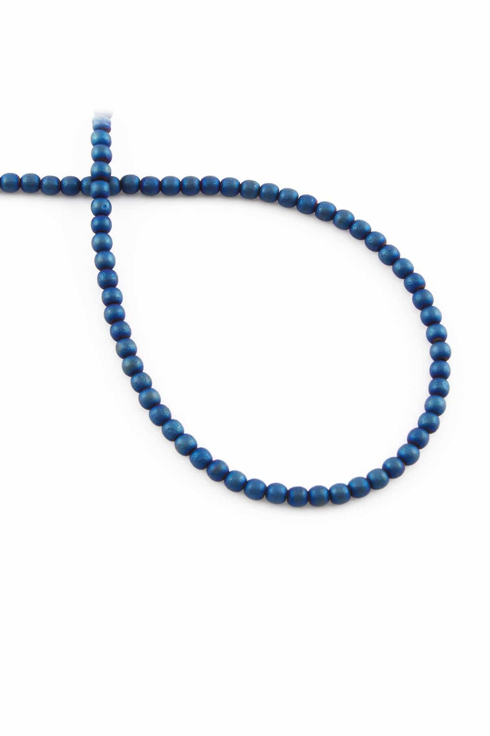 Hematite Natural Stone Matte Blue Globe Cut 3mm String Of Beads