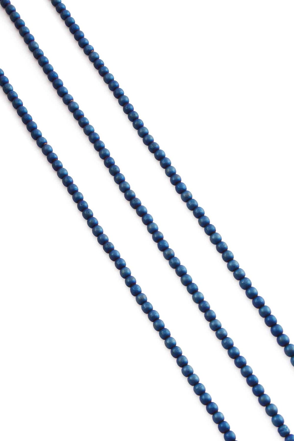 Hematite Natural Stone Matte Blue Globe Cut 3mm String Of Beads