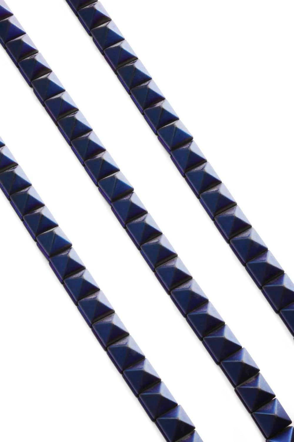Hematite Natural Stone Matte Blue Pyramid Cut 8x8mm String Of Beads