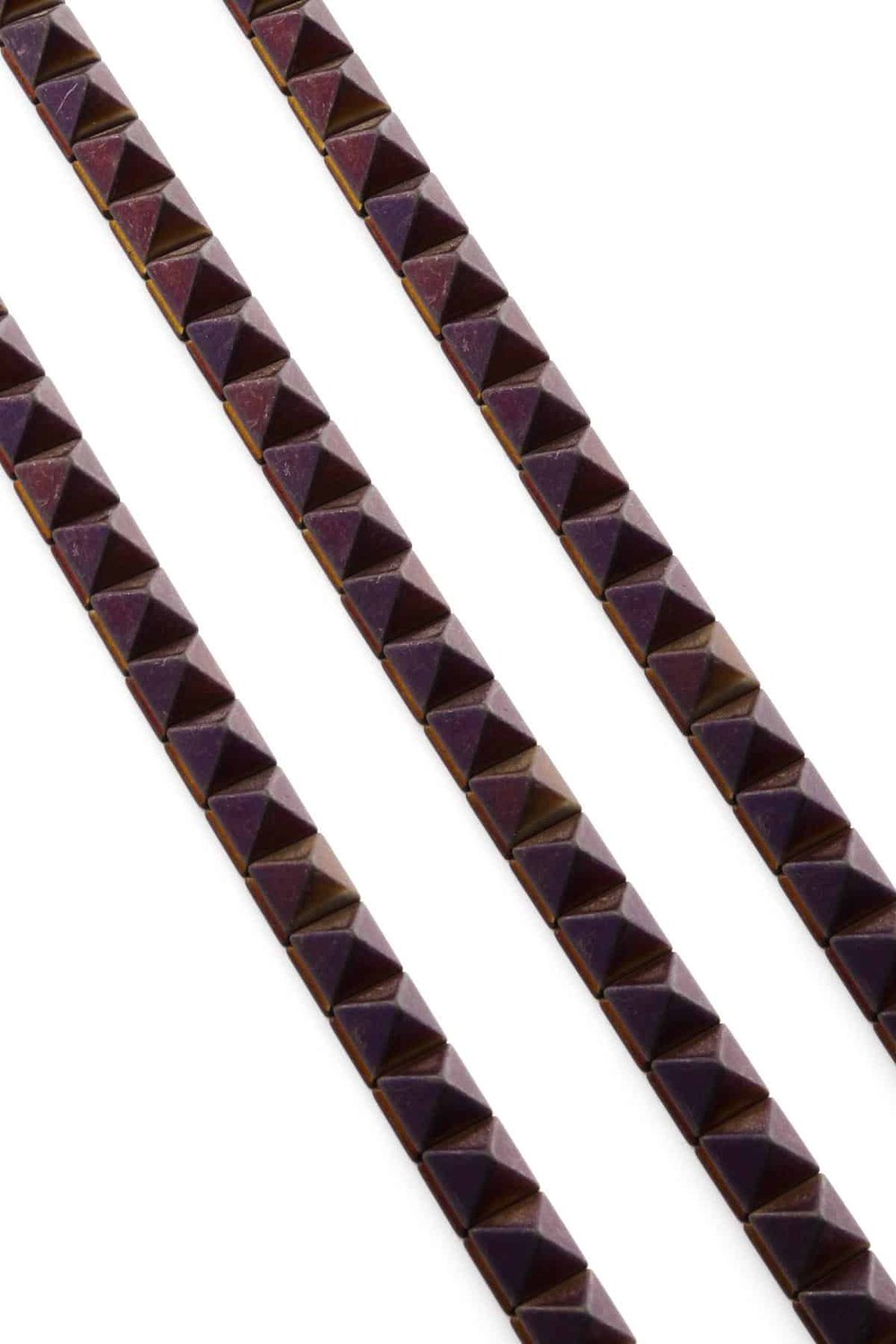 Hematit Taşı Kanallı Piramit Kesim Mat Mor 8x8mm Doğal Taş Dizi