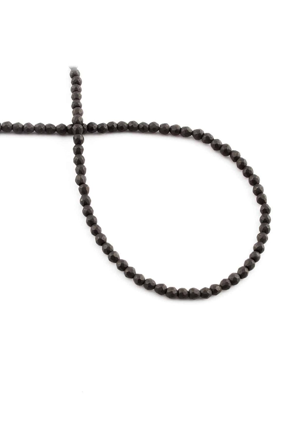 Hematite Natural Stone Matte Black 3mm String Of Beads