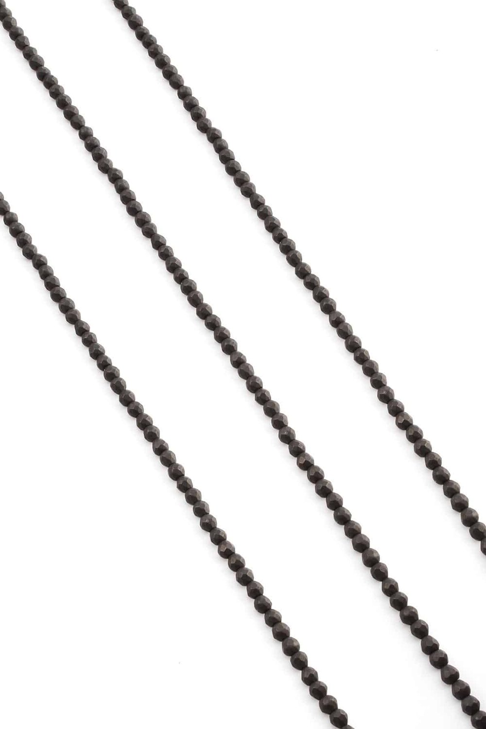 Hematite Natural Stone Matte Black 3mm String Of Beads