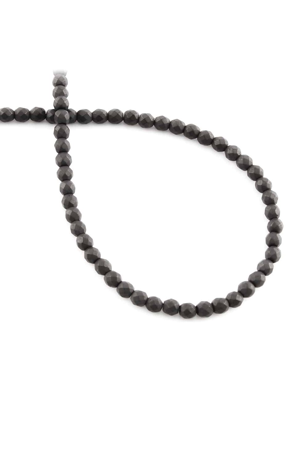 Hematite Natural Stone Matte Black 4mm String Of Beads