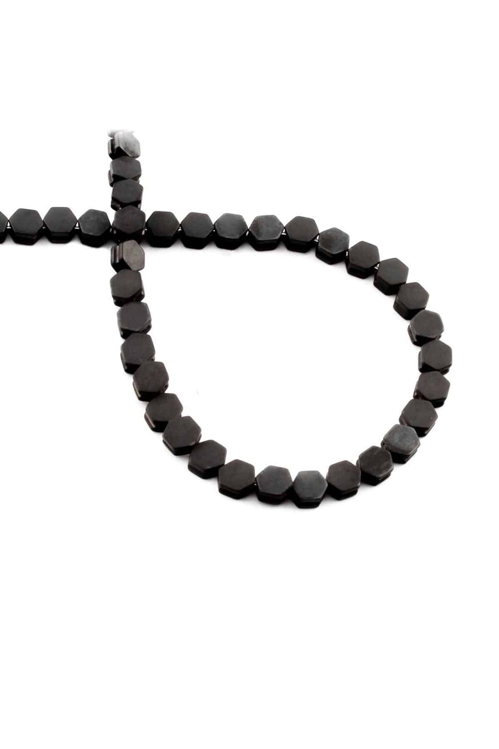 Hematit Taşı Altıgen Kesim Mat Siyah 5x5mm Doğal Taş Dizi