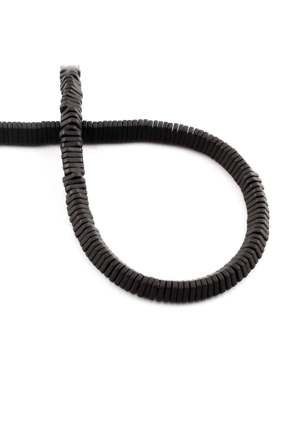 Hematite Natural Stone Matte Black 6x1mm String Of Beads