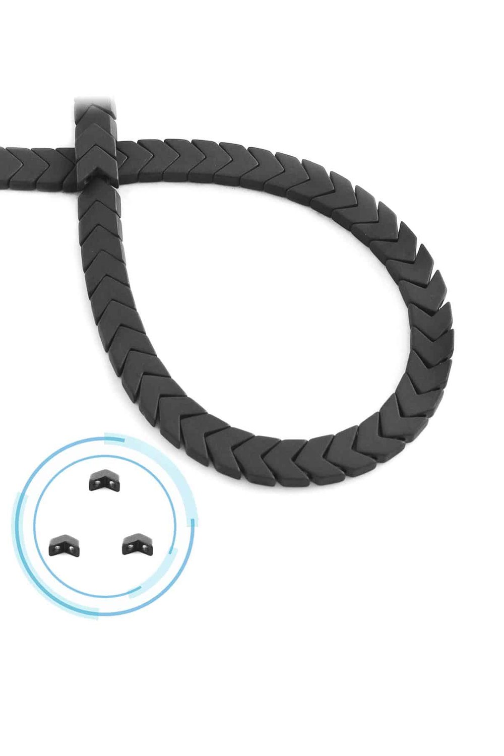 Hematit Taşı Çavuş Kesim Mat Siyah 6x3mm Doğal Taş Dizi