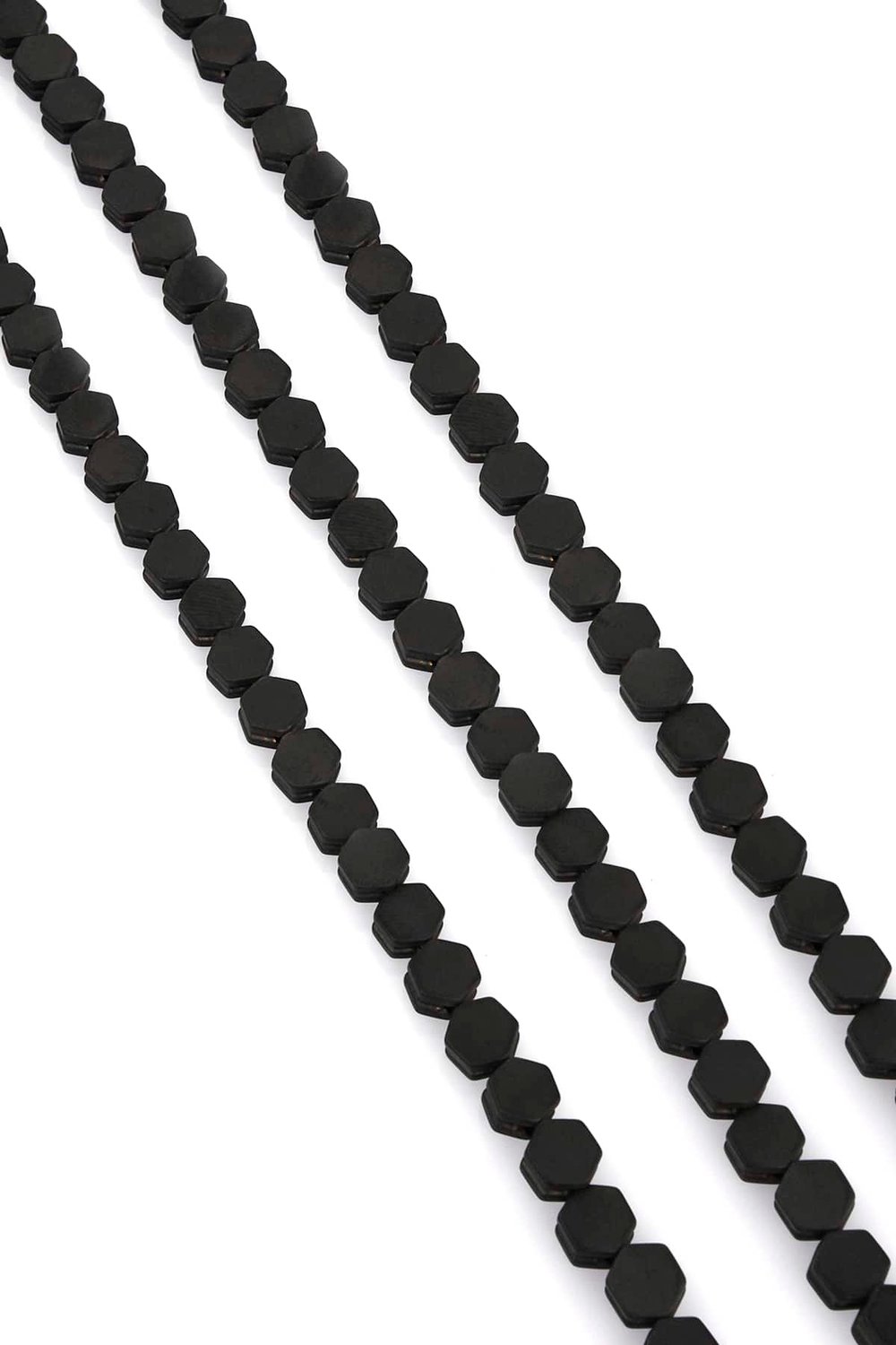 Hematit Taşı Altıgen Kanallı Kesim Mat Siyah 7x4mm Doğal Taş Dizi