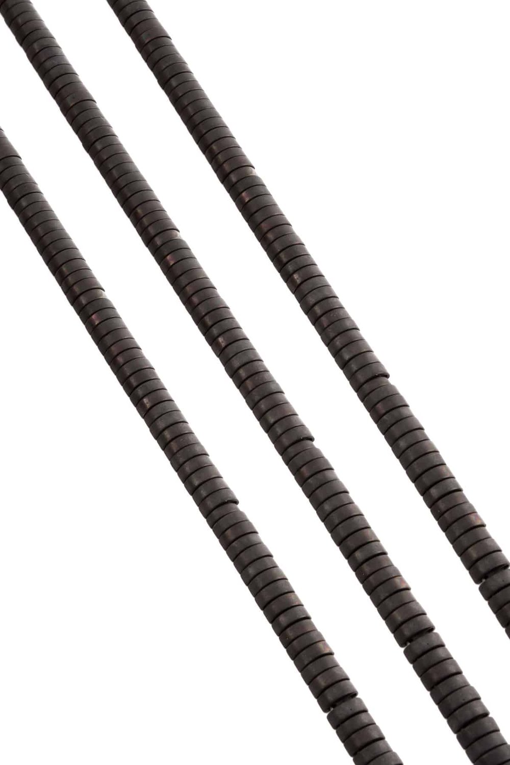 Hematite Natural Stone Matte Black Dished Cut Double Hole 6x2mm String Of Beads