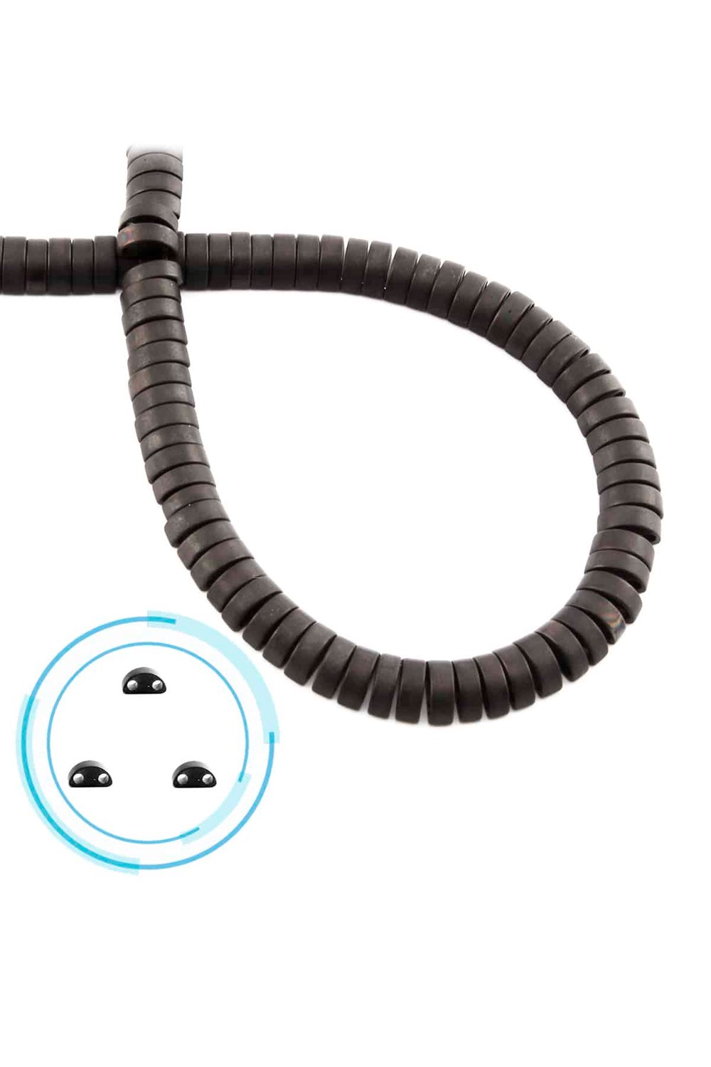 Hematite Natural Stone Matte Black Dished Cut Double Hole 6x2mm String Of Beads
