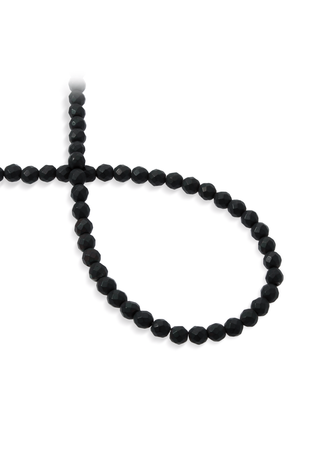 Hematite Stone Faceted Round Matte Black 6mm Bead Strand